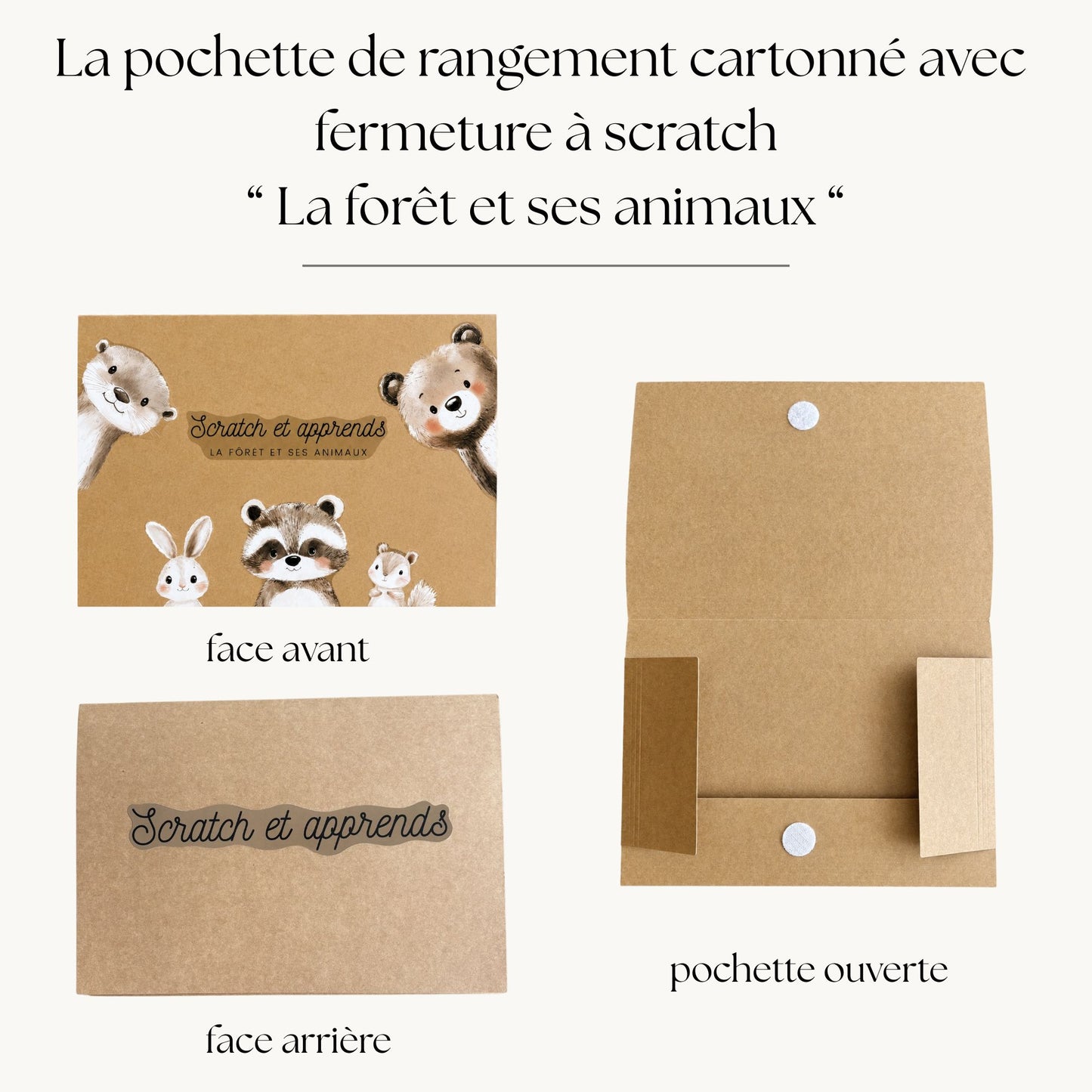 Pochette de planches d'activités éducatives à scratch "La forêt et ses animaux"