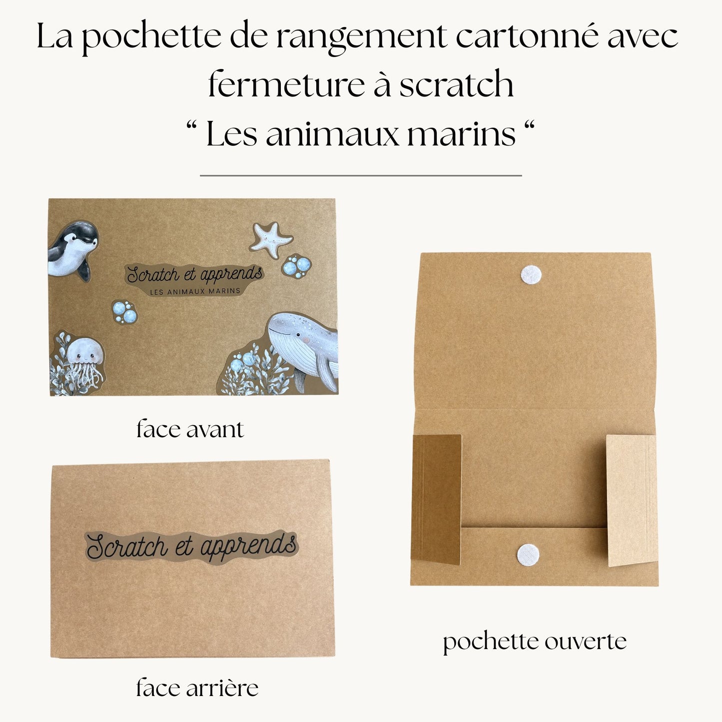 Pochette de planches d'activités éducatives à scratch "Les animaux marins"