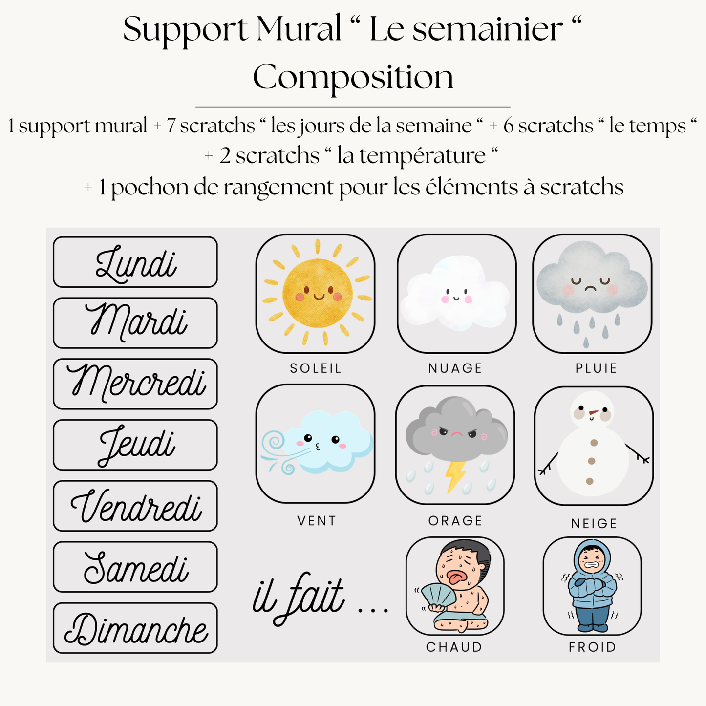 Support mural "Le semainier"