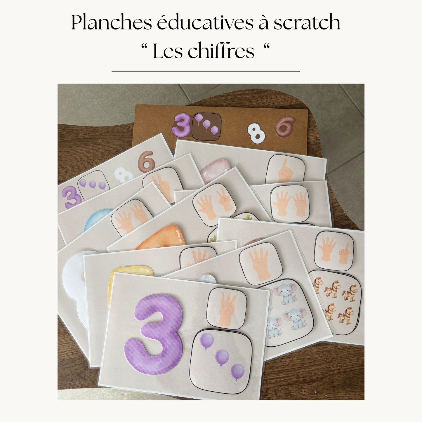 Pochette de planches d'activités éducatives à scratch "Les chiffres"