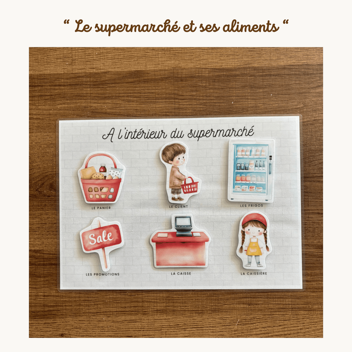 Pochette de planches d'activités éducatives à scratch "Le supermarché et ses aliments"