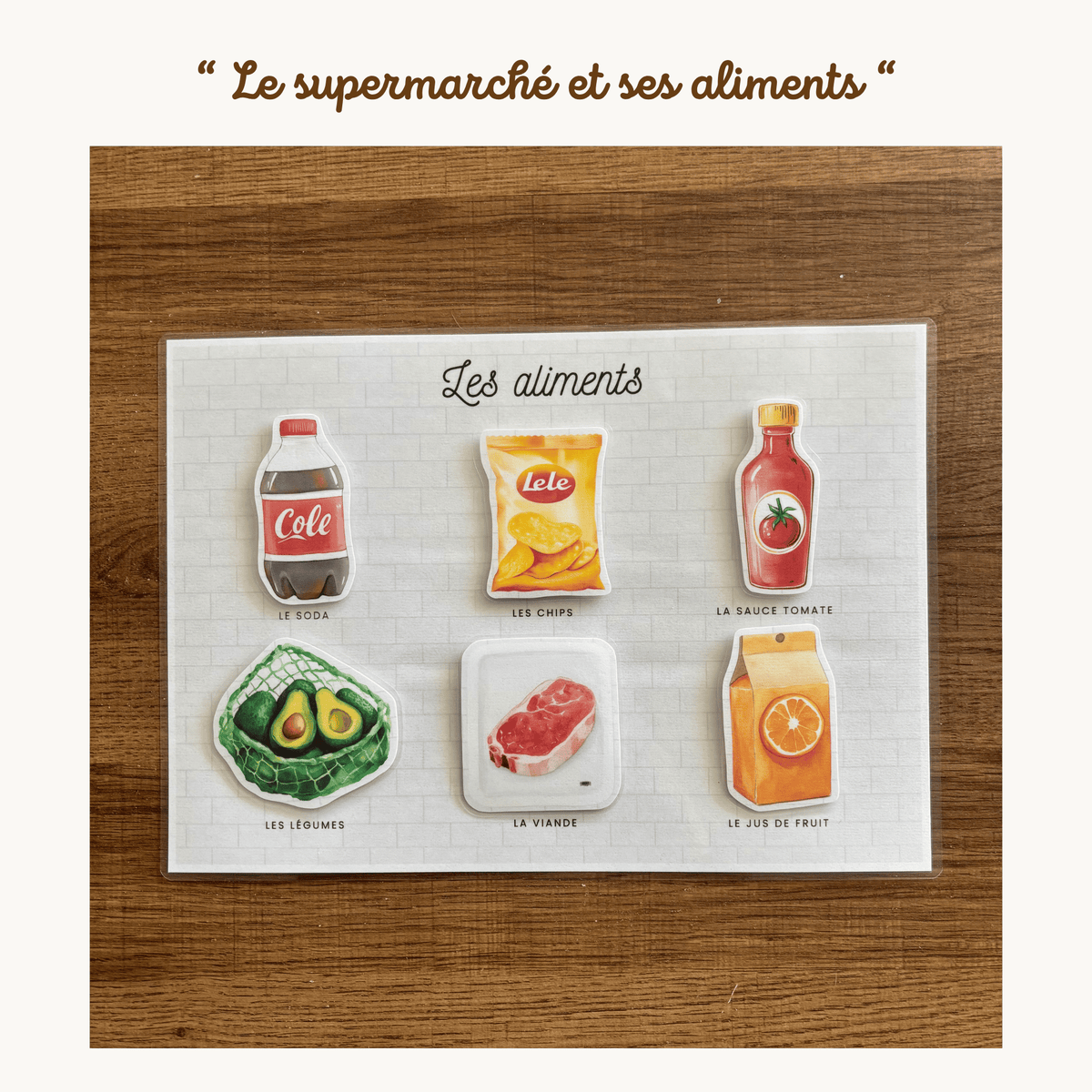 Pochette de planches d'activités éducatives à scratch "Le supermarché et ses aliments"