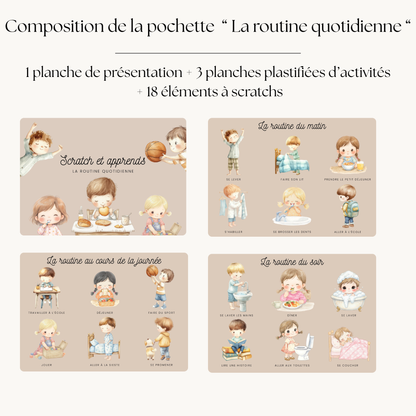 Pochette de planches d'activités éducatives à scratch "La routine quotidienne"