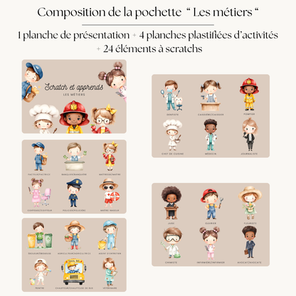 Pochette de planches d'activités éducatives à scratch "Les métiers"