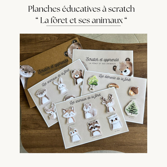Pochette de planches d'activités éducatives à scratch  "La forêt et ses animaux"
