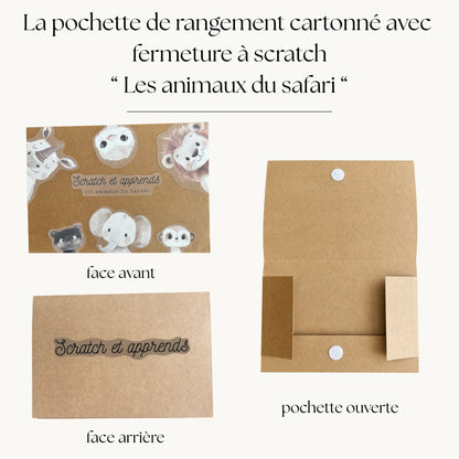 Pochette de planches d'activités éducatives à scratch "Les animaux du safari"