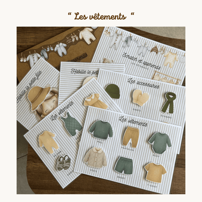 Pochette de planches d'activités éducatives à scratch "Les vêtements"