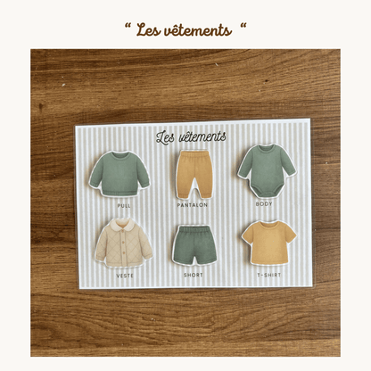Pochette de planches d'activités éducatives à scratch "Les vêtements"