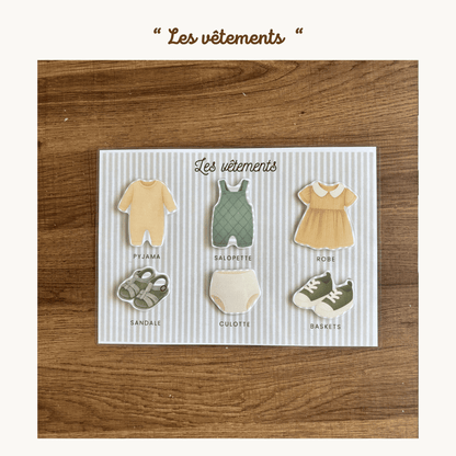 Pochette de planches d'activités éducatives à scratch "Les vêtements"
