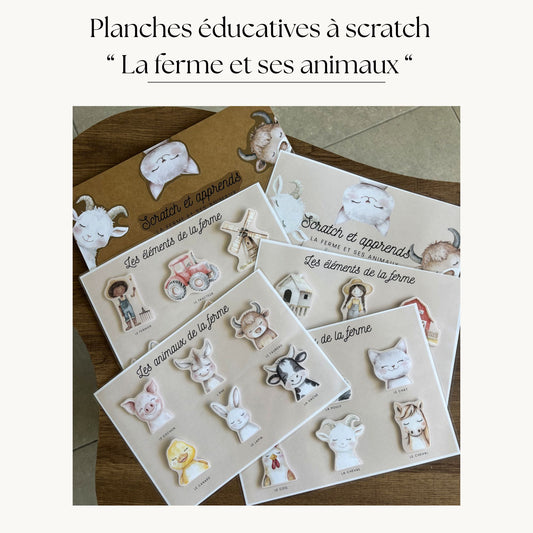 Pochette de planche d'activités éducatives à scratch "La ferme et ses animaux"