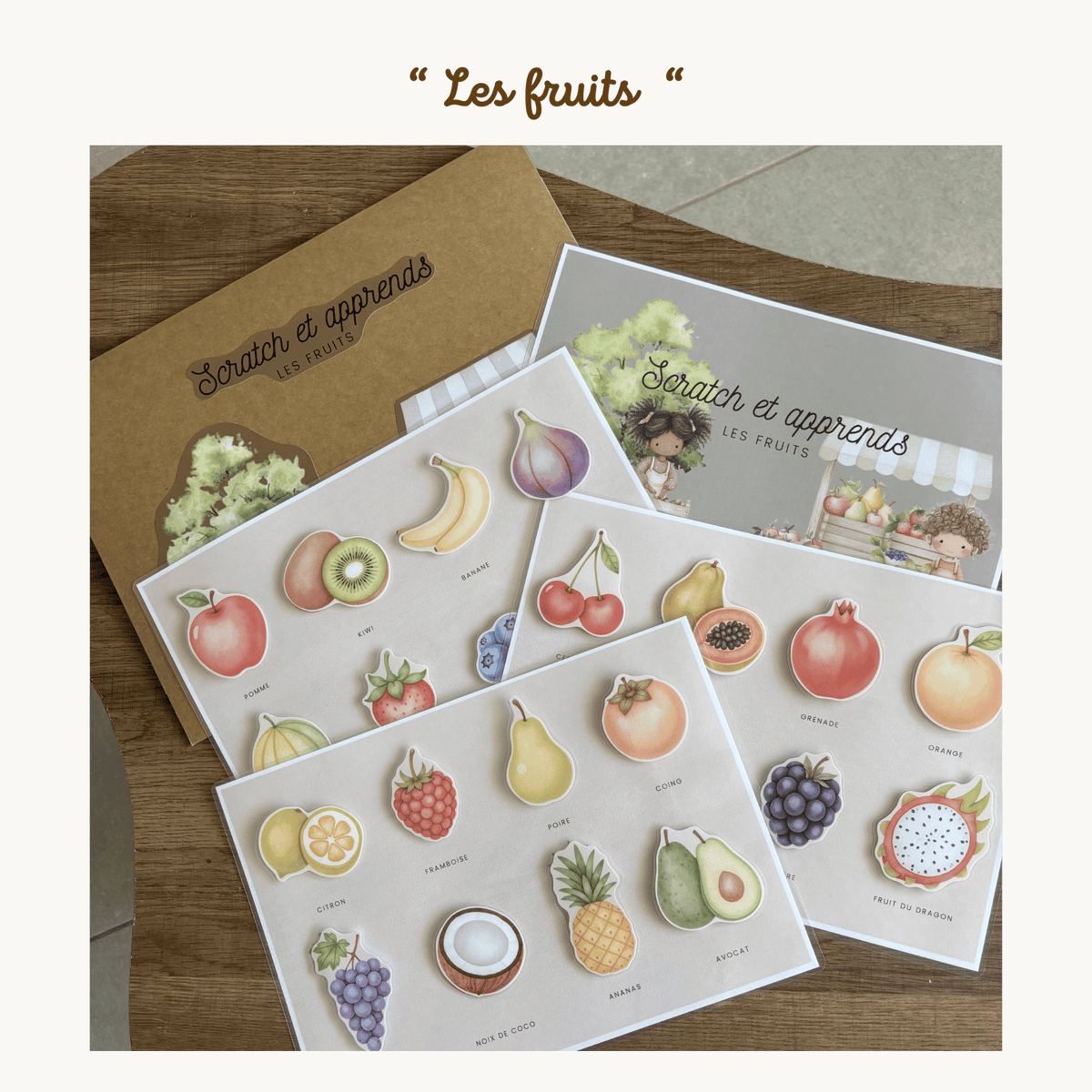 Pochette de planches d'activités éducatives à scratch "Les fruits"