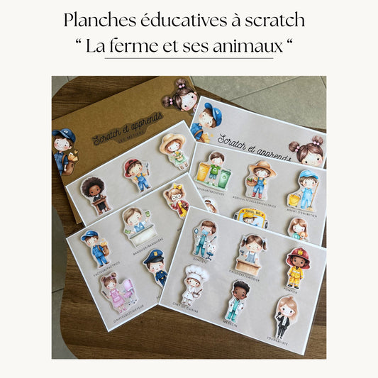 Pochette de planches d'activités éducatives à scratch "Les métiers"