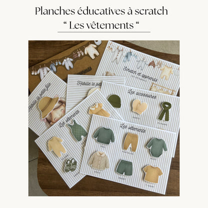 Pochette de planches d'activités éducatives à scratch "Les vêtements"