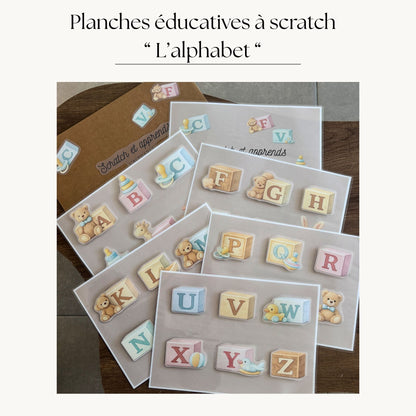 Pochette de planches d'activités éducatives à scratch "L'alphabet"