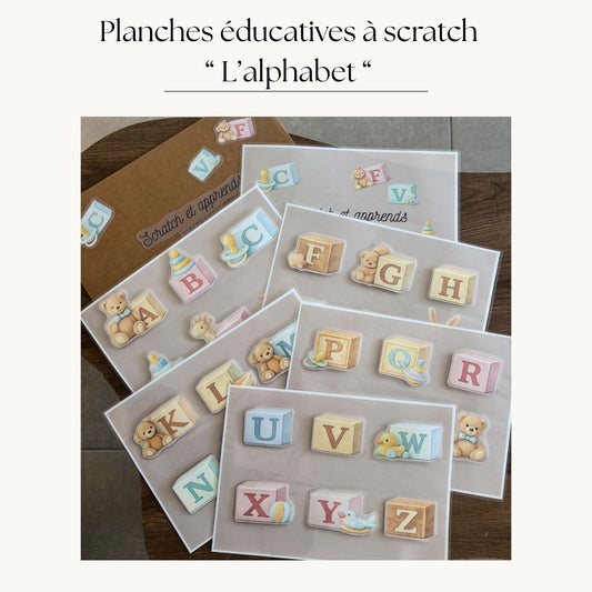 Pochette de planches d'activités éducatives à scratch "L'alphabet"