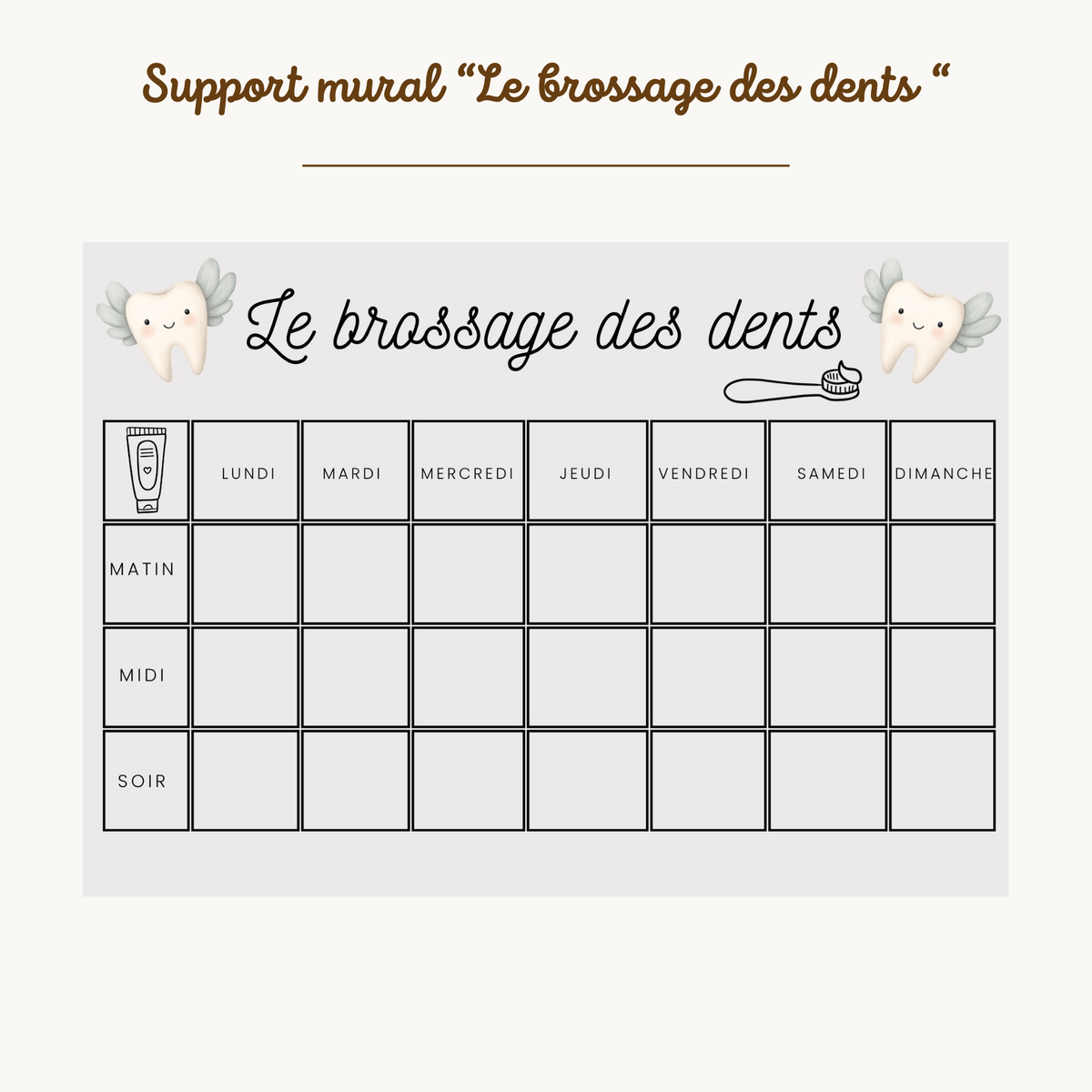 Support mural " Le brossage des dents "