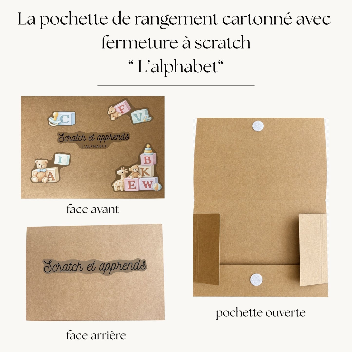 Pochette de planches d'activités éducatives à scratch "L'alphabet"