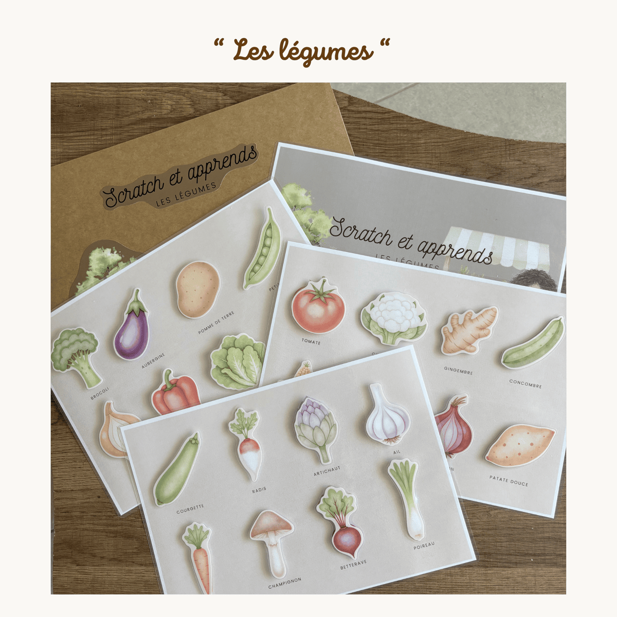 Pochette de planches d'activités éducatives à scratch "Les légumes"