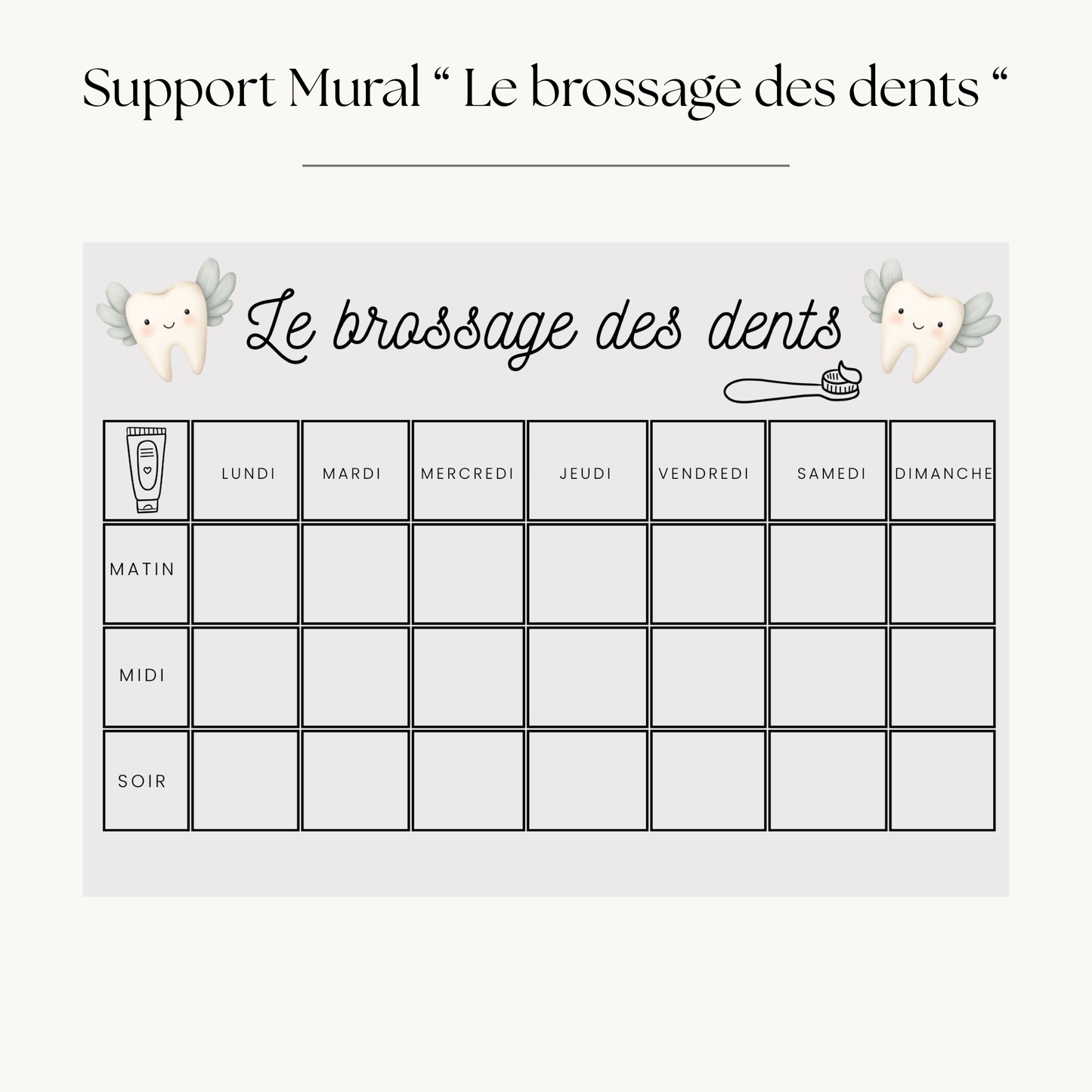 Support mural " Le brossage des dents "