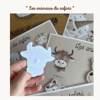 Pochette de planches d'activités éducatives à scratch "Les animaux du safari"