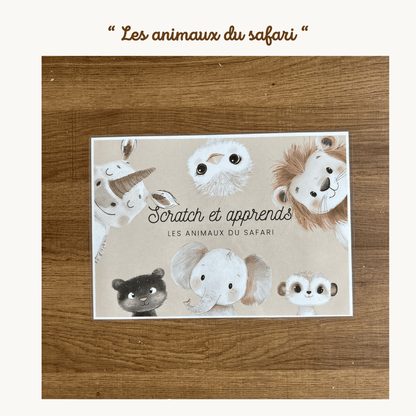 Pochette de planches d'activités éducatives à scratch "Les animaux du safari"