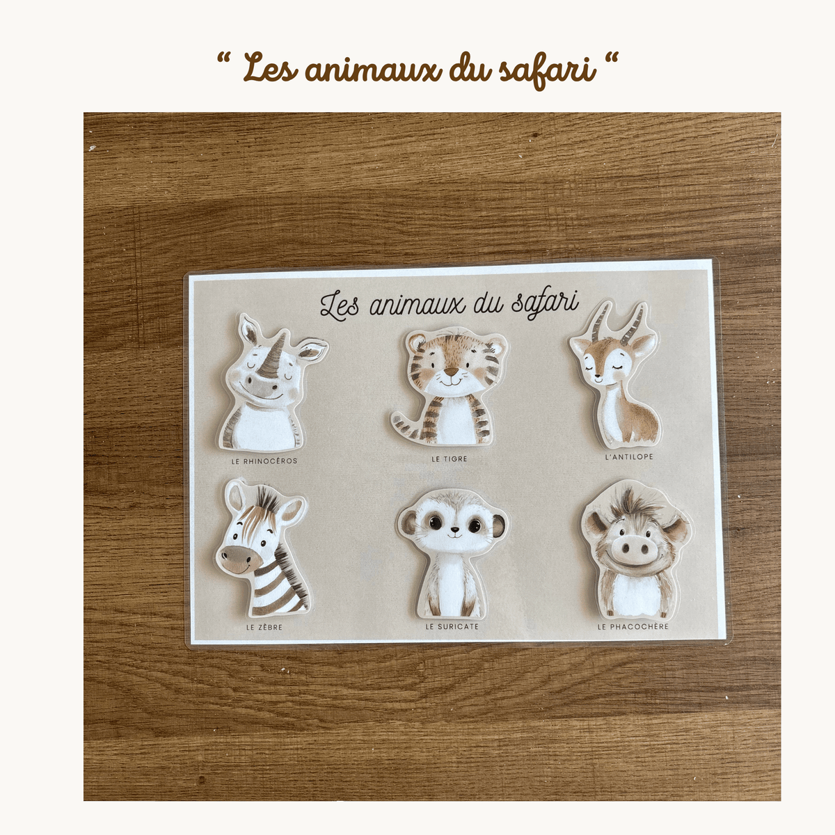Pochette de planches d'activités éducatives à scratch "Les animaux du safari"