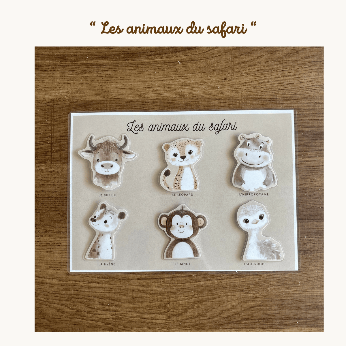 Pochette de planches d'activités éducatives à scratch "Les animaux du safari"