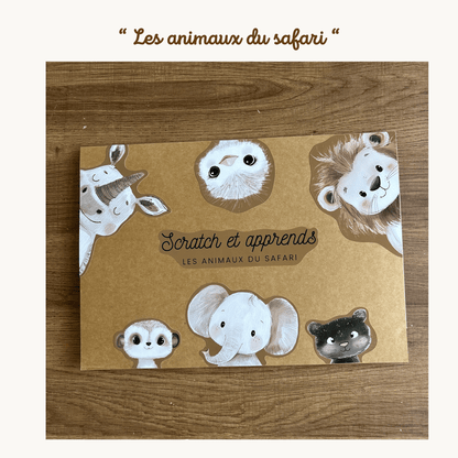 Pochette de planches d'activités éducatives à scratch "Les animaux du safari"