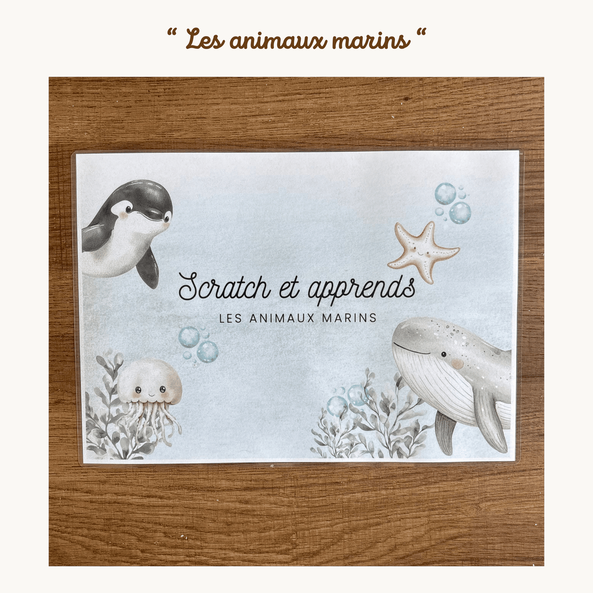 Pochette de planches d'activités éducatives à scratch "Les animaux marins"