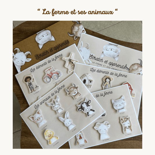 Pochette de planche d'activités éducatives à scratch "La ferme et ses animaux"